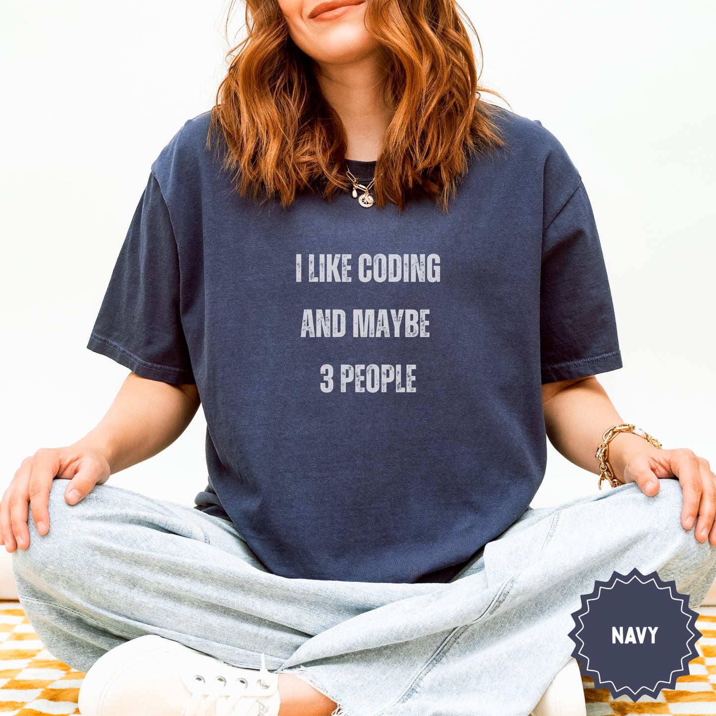 I Like Coding And Maybe 3 People Navy T-shirt