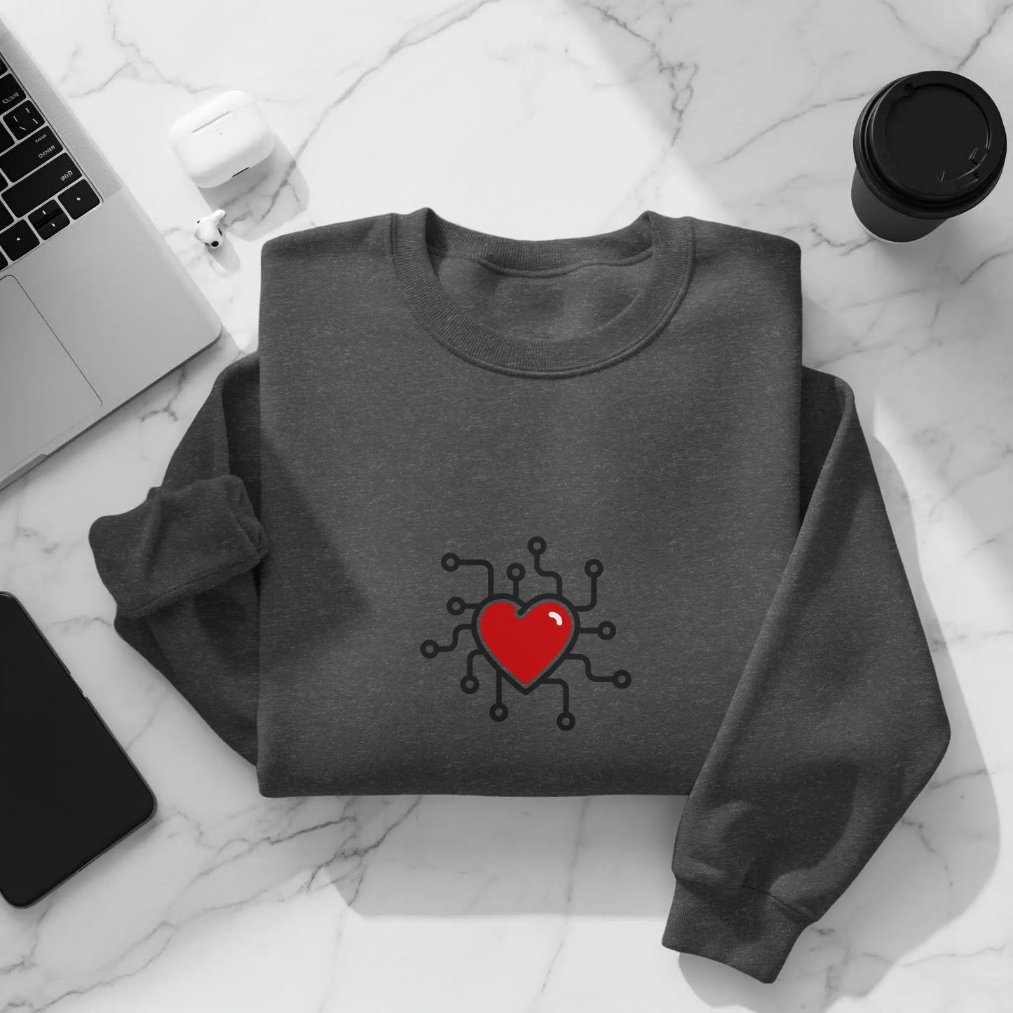 Heart Circuit Design on Dark Grey Sweatshirt product
