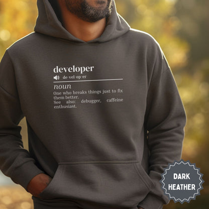 Developer Definition Hoodie for Debugger Caffeine Enthusiast