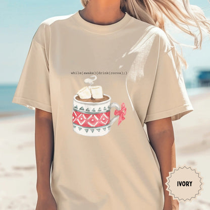 Cozy Ivory Cocoa Mug Graphic Tee for Casual Comfort