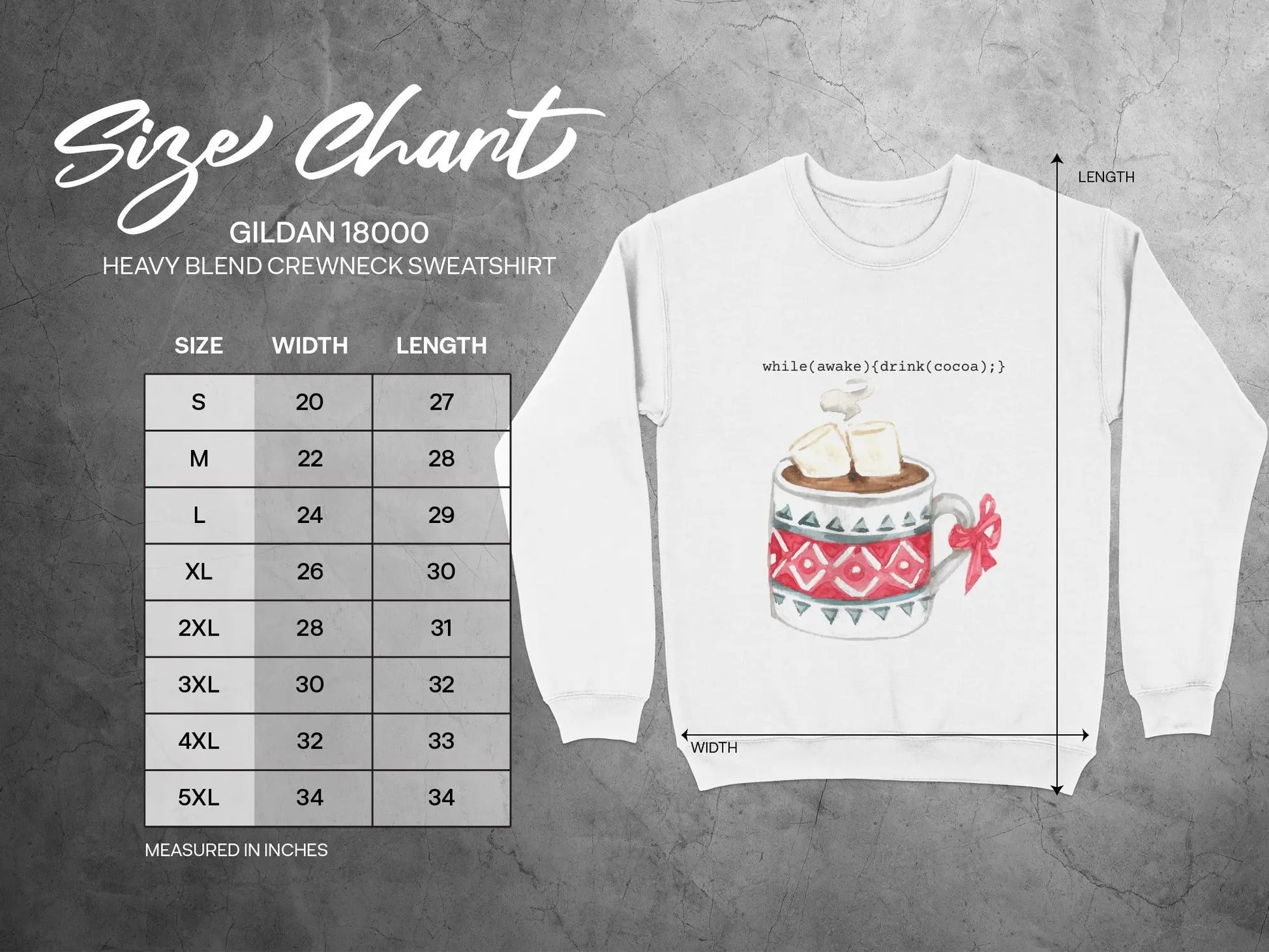 Cozy Crewneck Sweatshirt with Hot Cocoa Graphic Design