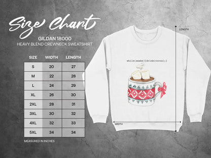 Cozy Crewneck Sweatshirt with Hot Cocoa Graphic Design