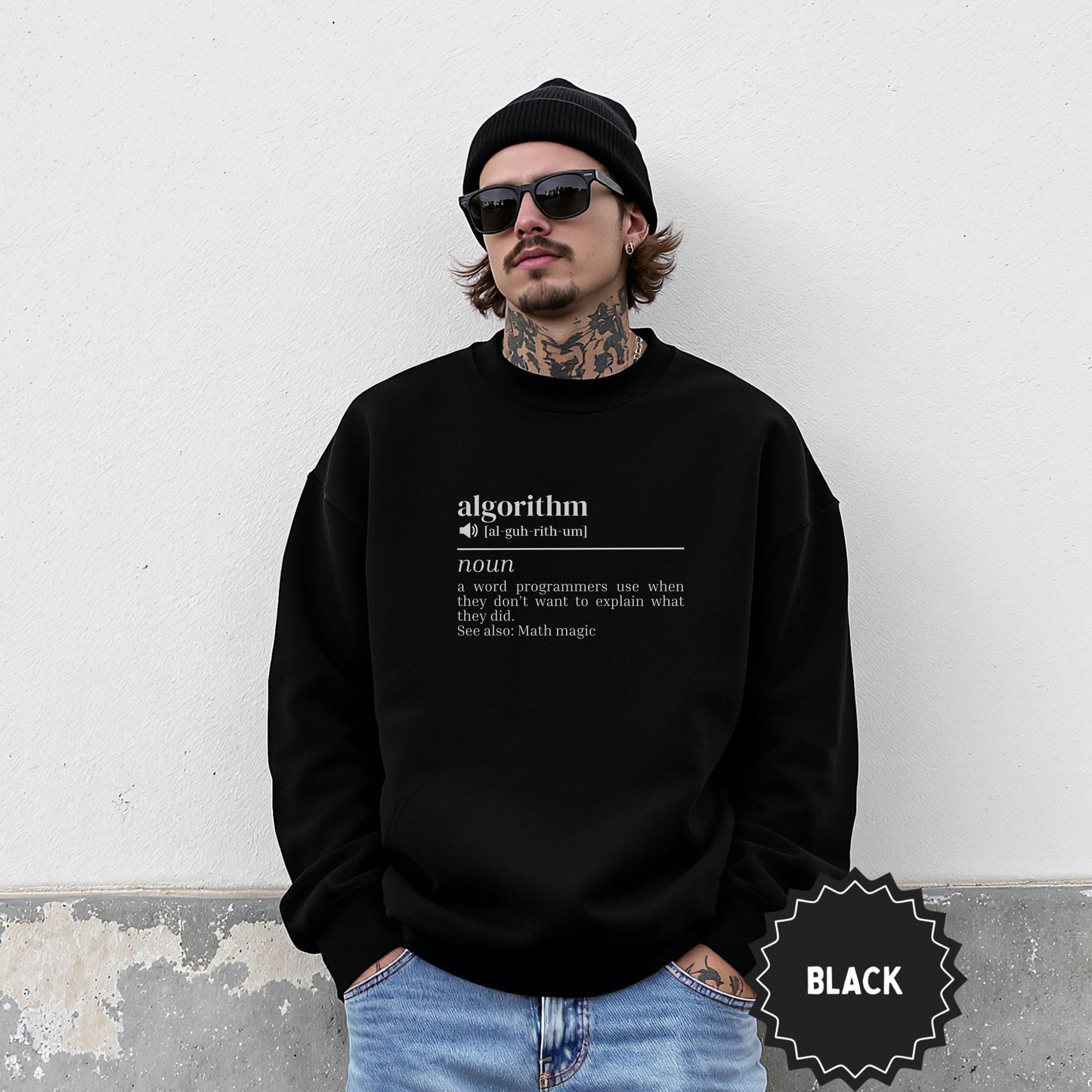 Algorithm Definition Print Men's Black Sweatshirt