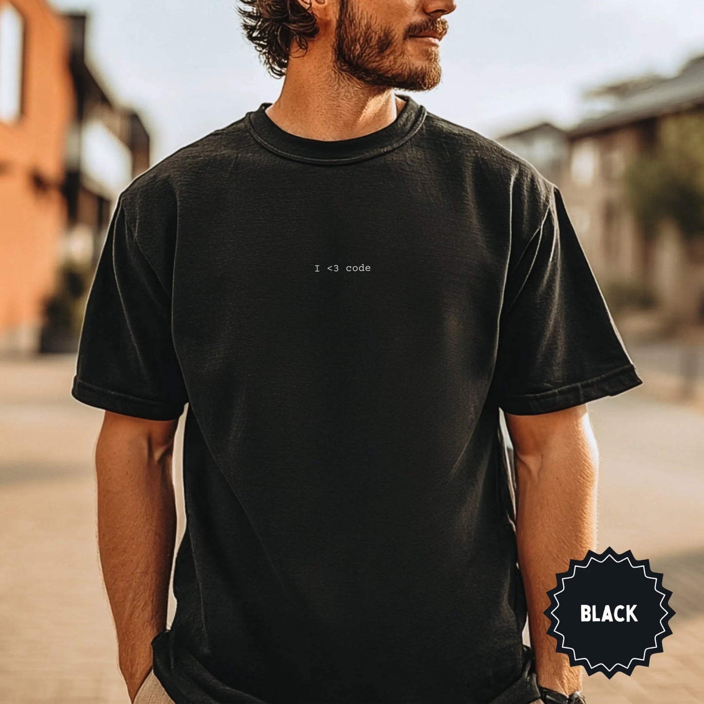 I <3 Code Black T-Shirt for Casual Wear Tech-Inspired Design
