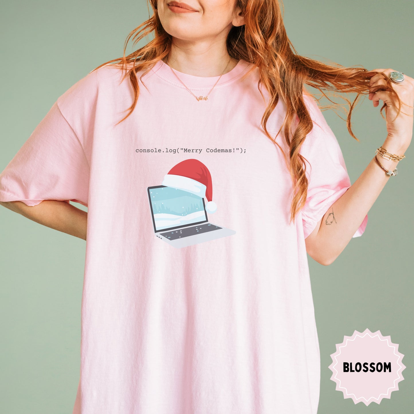 console.log('Merry Codemas!') Pink Blossom Shirt