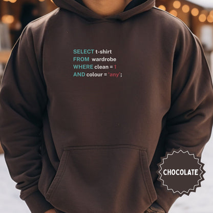 SELECT t-shirt FROM wardrobe WHERE clean = 1 Hoodie