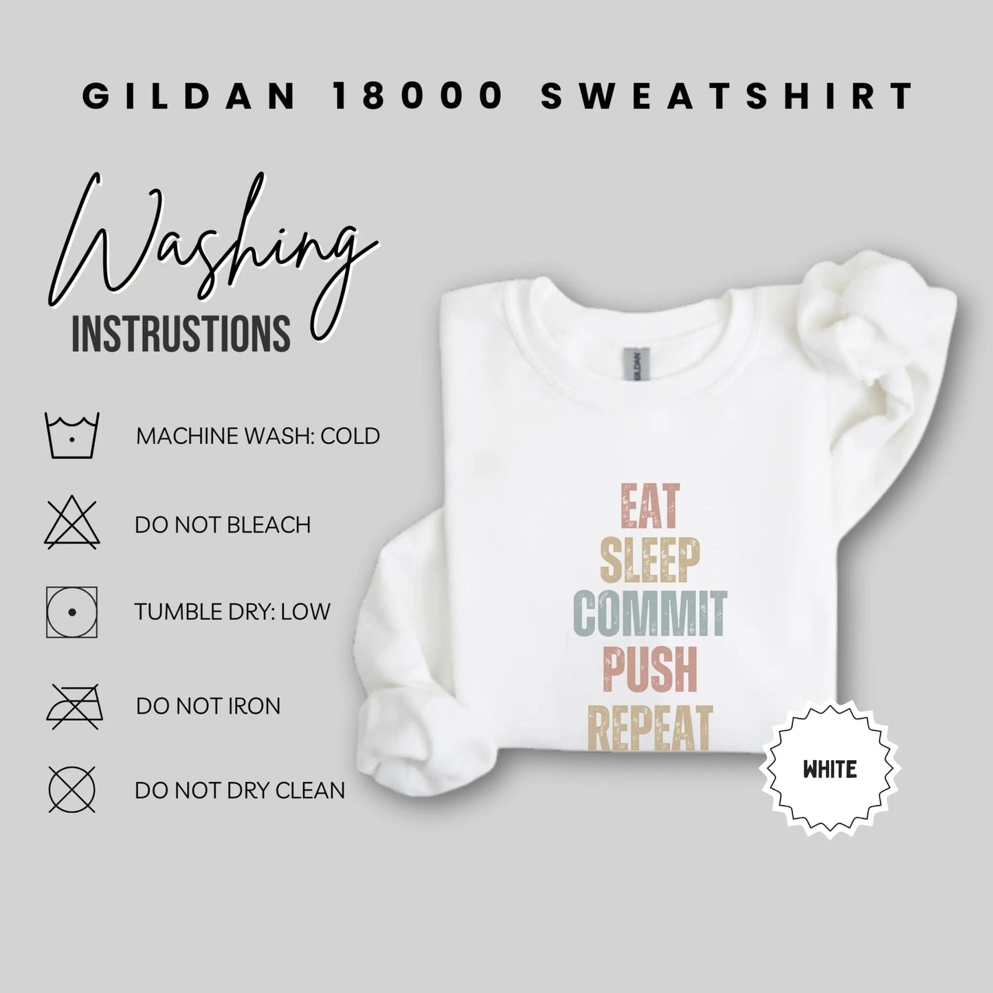 Eat Sleep Commit Push Repeat Gildan 18000 Sweatshirt