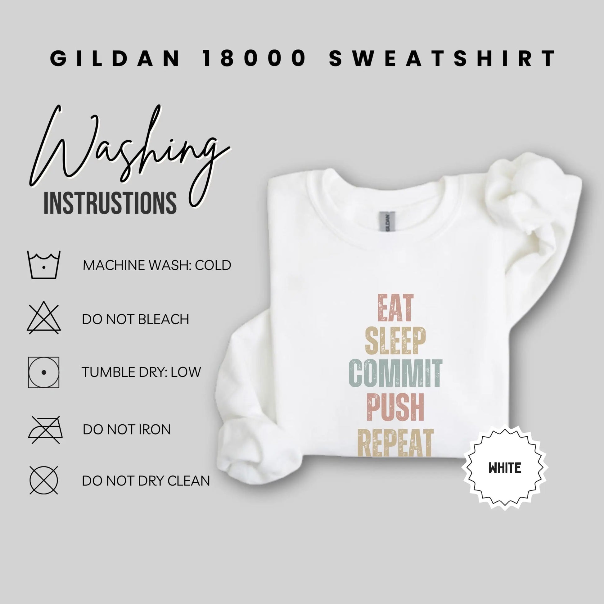Eat Sleep Commit Push Repeat Gildan 18000 Sweatshirt