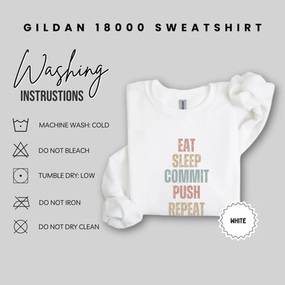 Eat Sleep Commit Push Repeat Gildan 18000 Sweatshirt