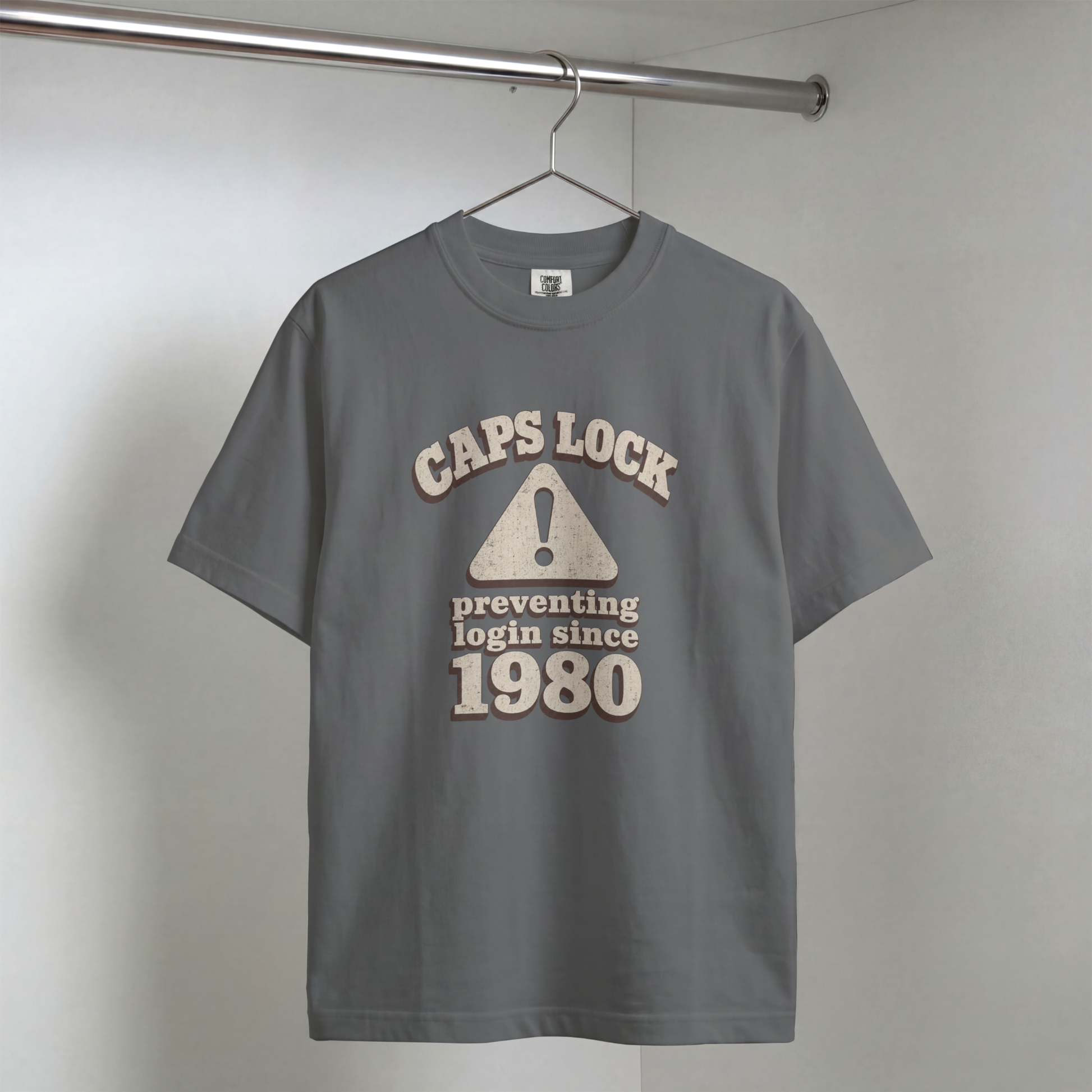 Caps Lock Tee — Preventing Login Since 1980 | IT Support Humour T-Shirt MyDesigns