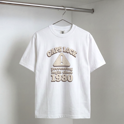 Caps Lock Tee — Preventing Login Since 1980 | IT Support Humour T-Shirt MyDesigns