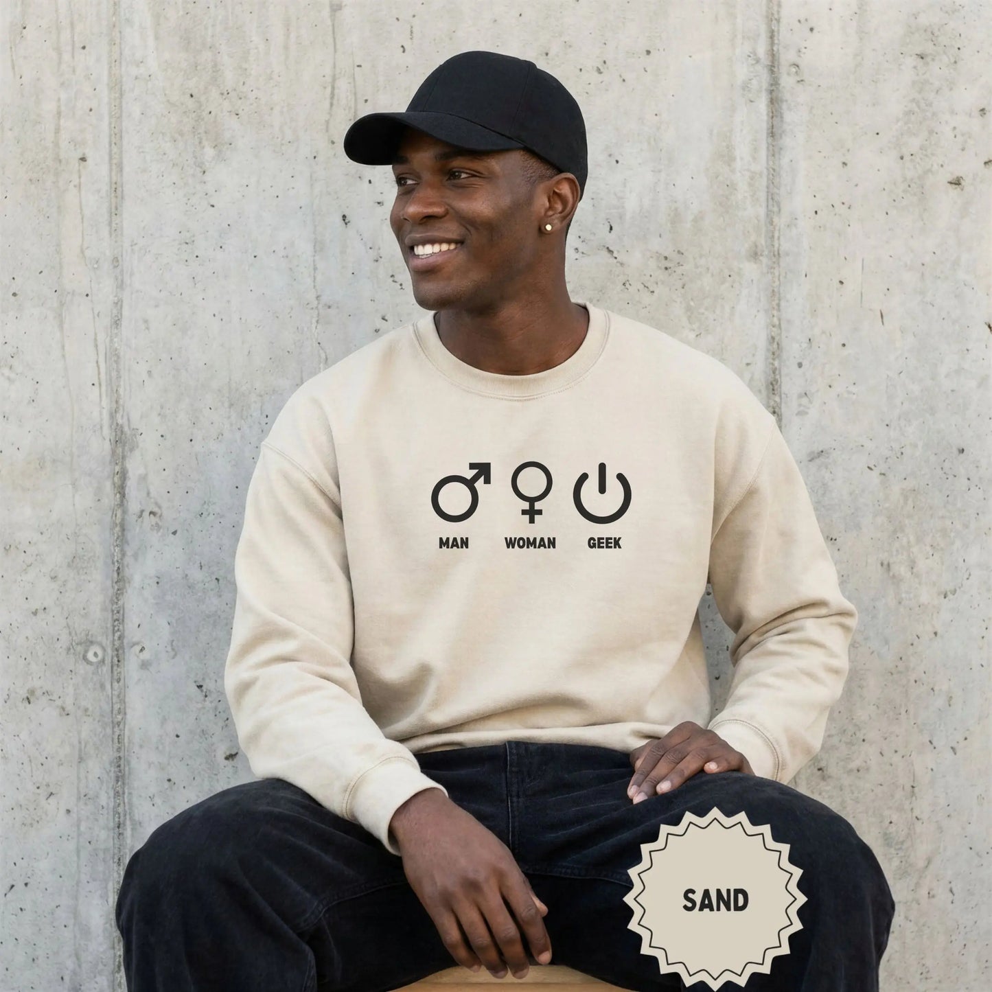 Geek Man Woman Symbol Sand Color Sweatshirt