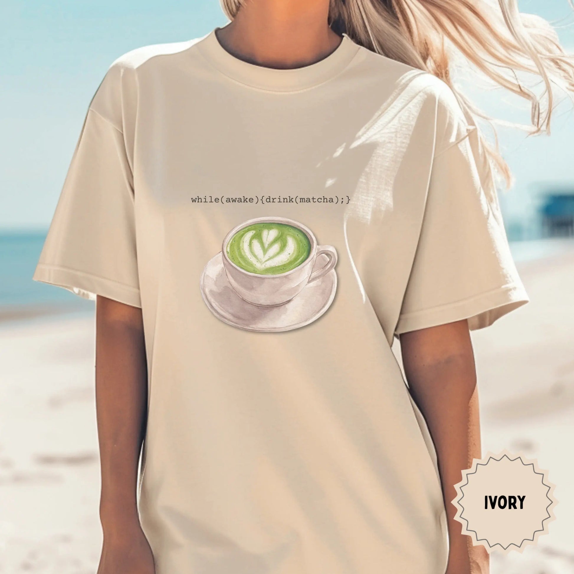 Matcha Latte Art Ivory Graphic Tee Shirt