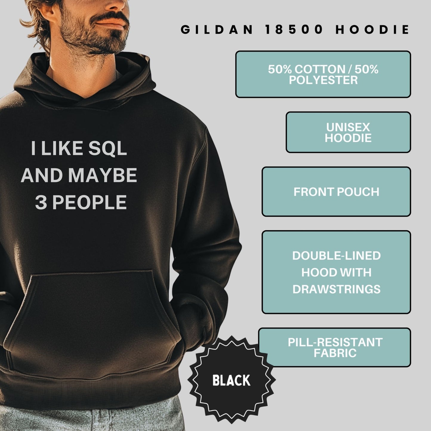 I Like SQL and Maybe 3 People Unisex Hoodie