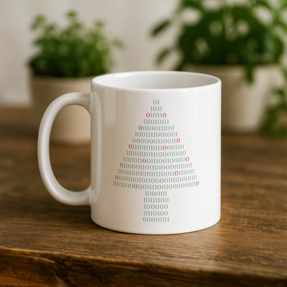 Binary Code Christmas Tree Design Mug