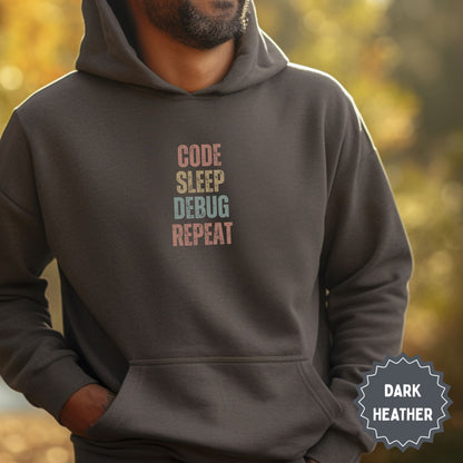 Code Sleep Debug Repeat Dark Heather Hoodie