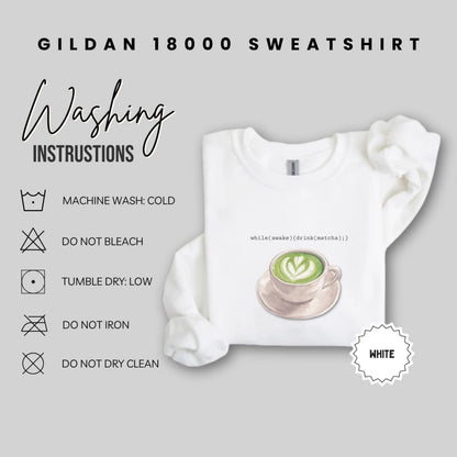 Gildan 18000 Sweatshirt White with Matcha Latte Design