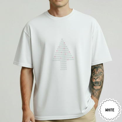 Binary Code Digital Graphic White T-Shirt