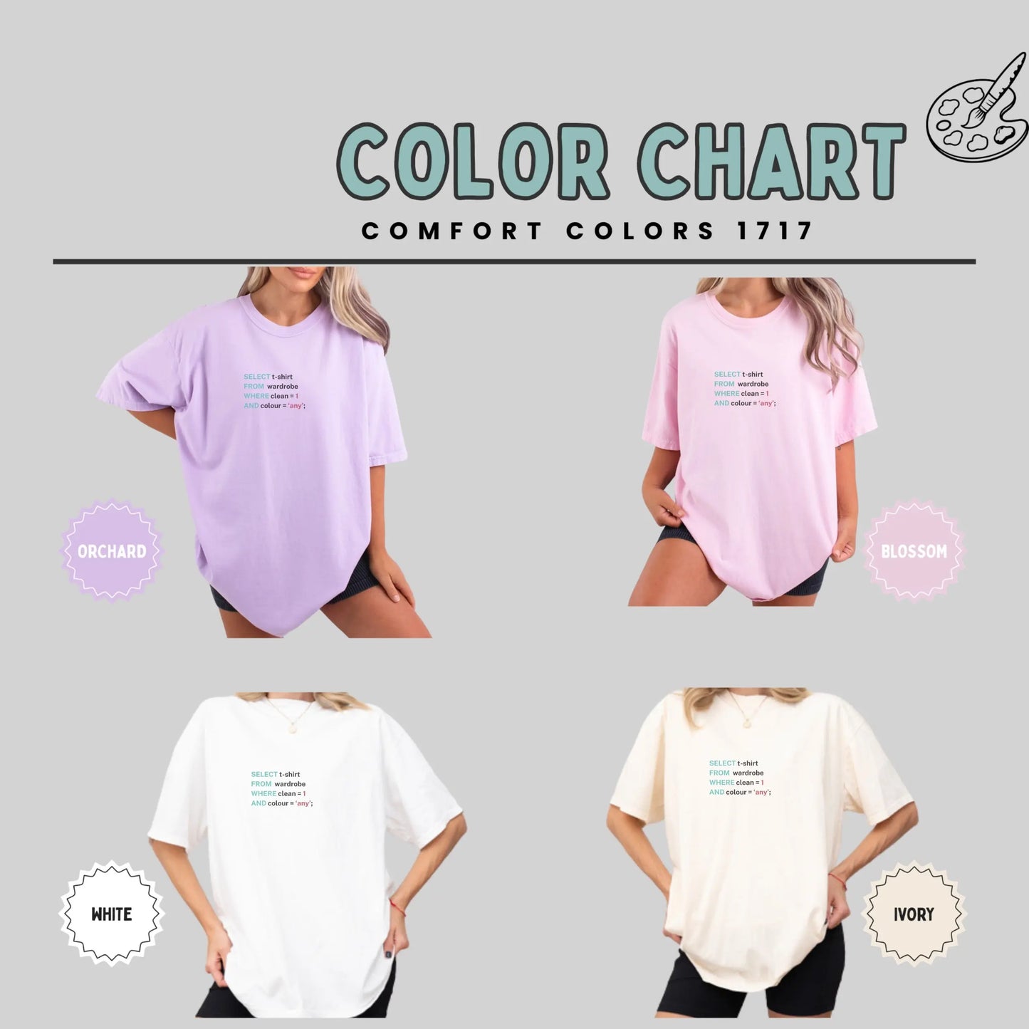 Comfort Colors 1717 Color Chart T-Shirt Collection