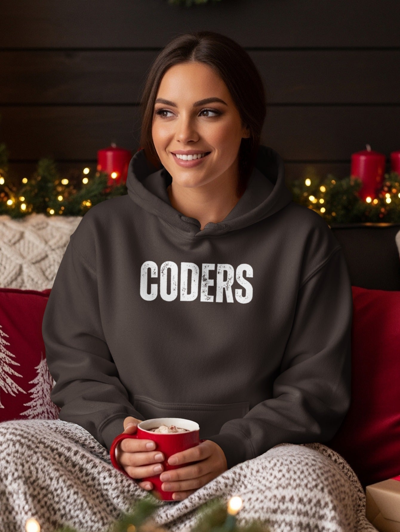 Cozy Warm Hoodie with CODERS Printed Design