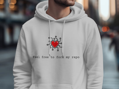 Feel Free to Fork My Repo Heart Circuit Hoodie