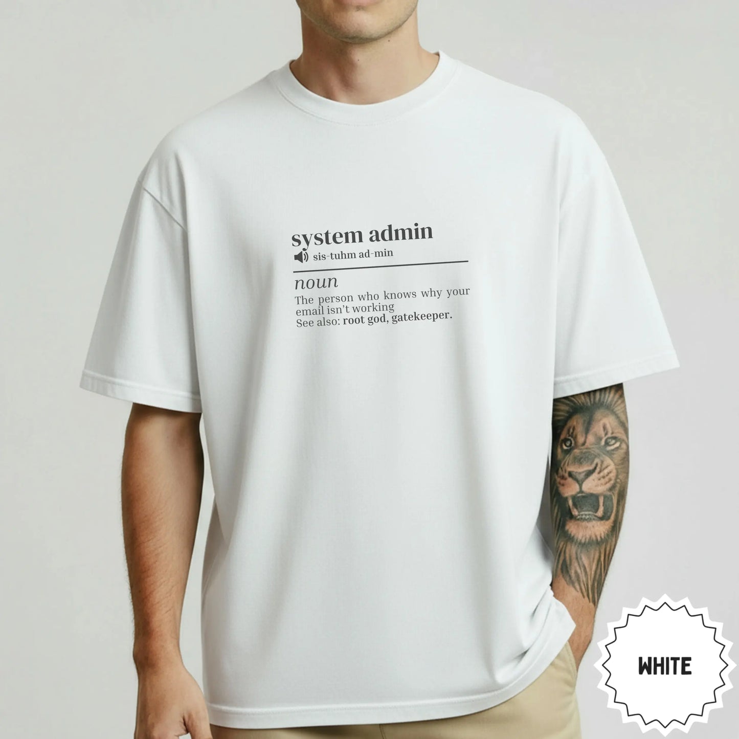 System Admin Definition Print White Shirt