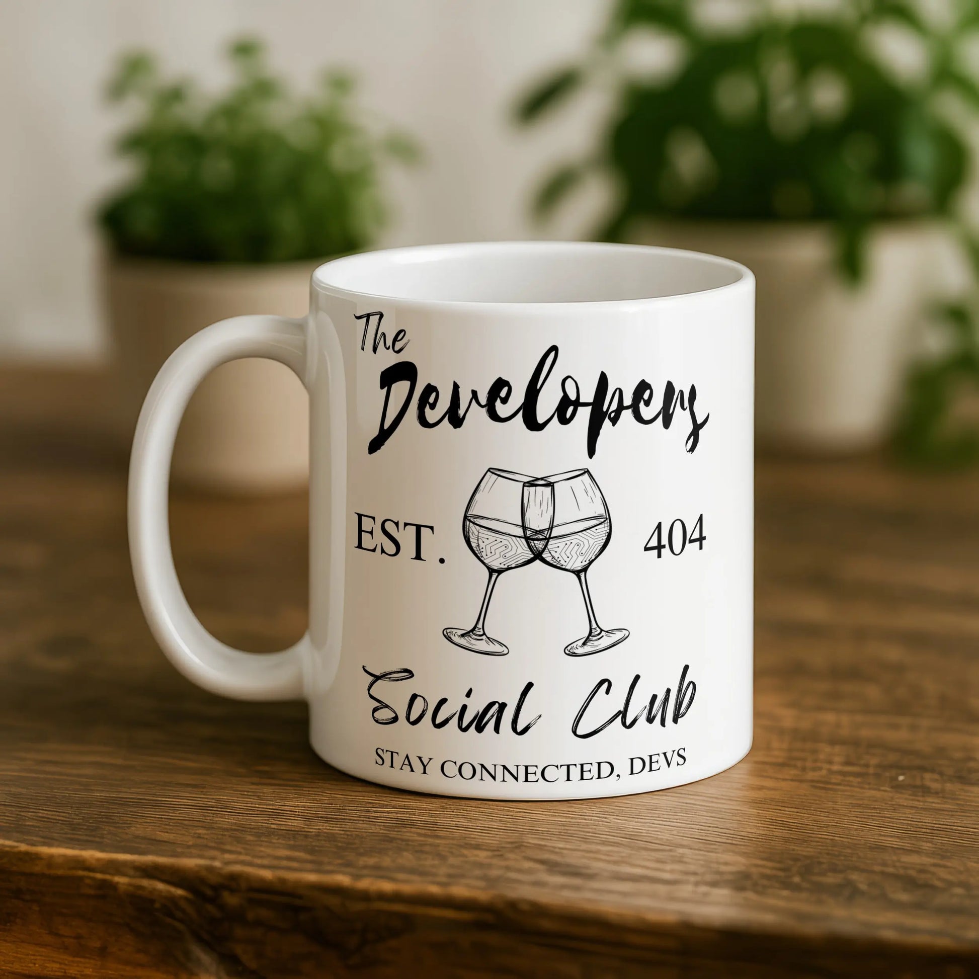 The Developers Social Club 404 Mug Stay Connected Devs