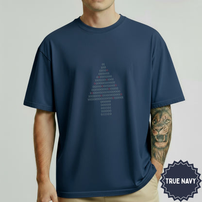True Navy Binary Code Graphic T-shirt