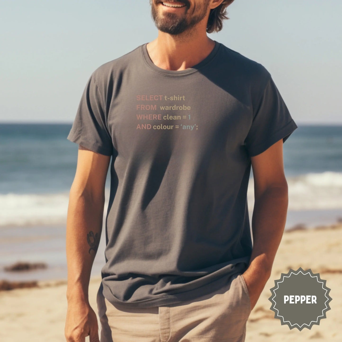 SELECT t-shirt FROM wardrobe WHERE clean AND colour shirt
