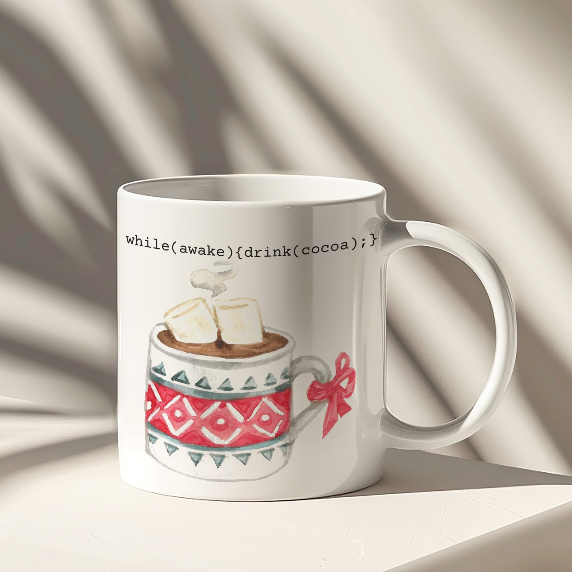 while(awake){drink(cocoa);} White Ceramic Mug Product