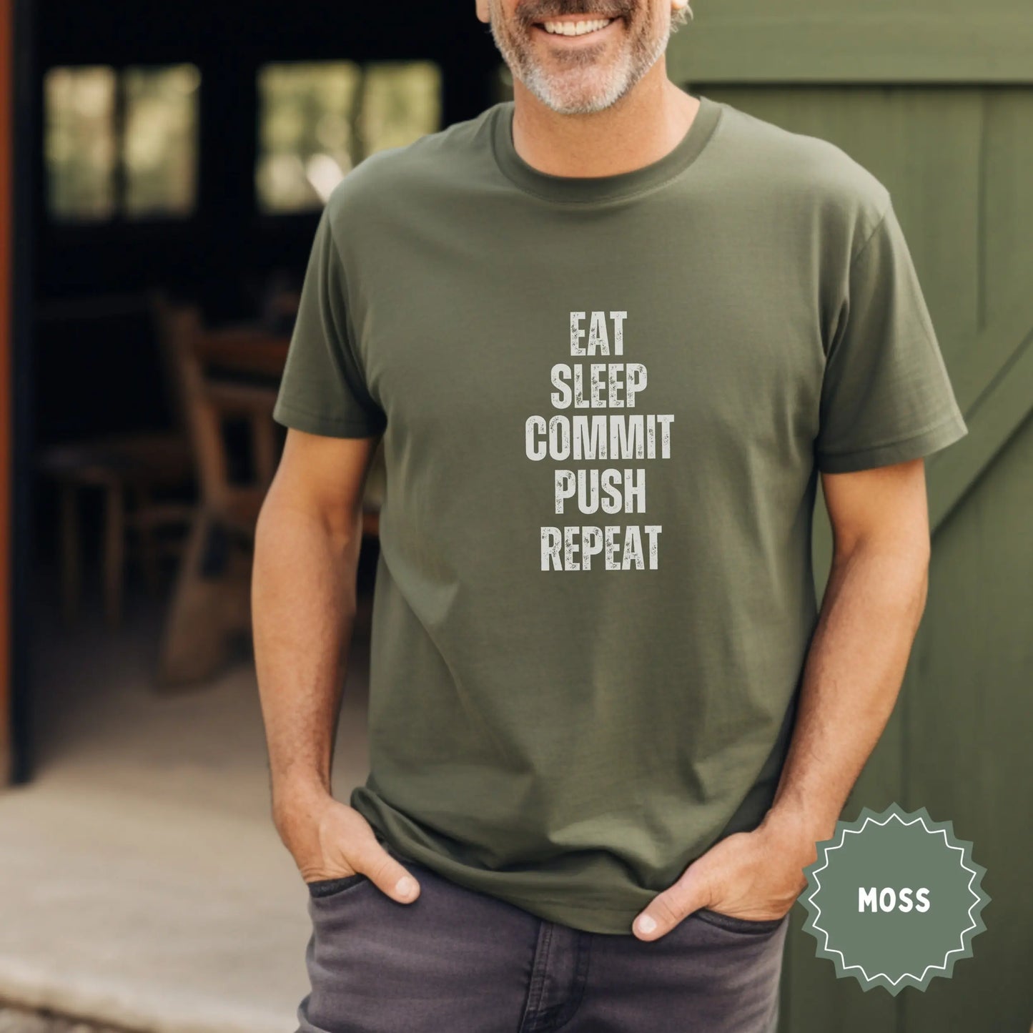 Eat Sleep Commit Push Repeat Moss T-Shirt
