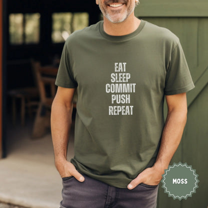 Eat Sleep Commit Push Repeat Moss T-Shirt