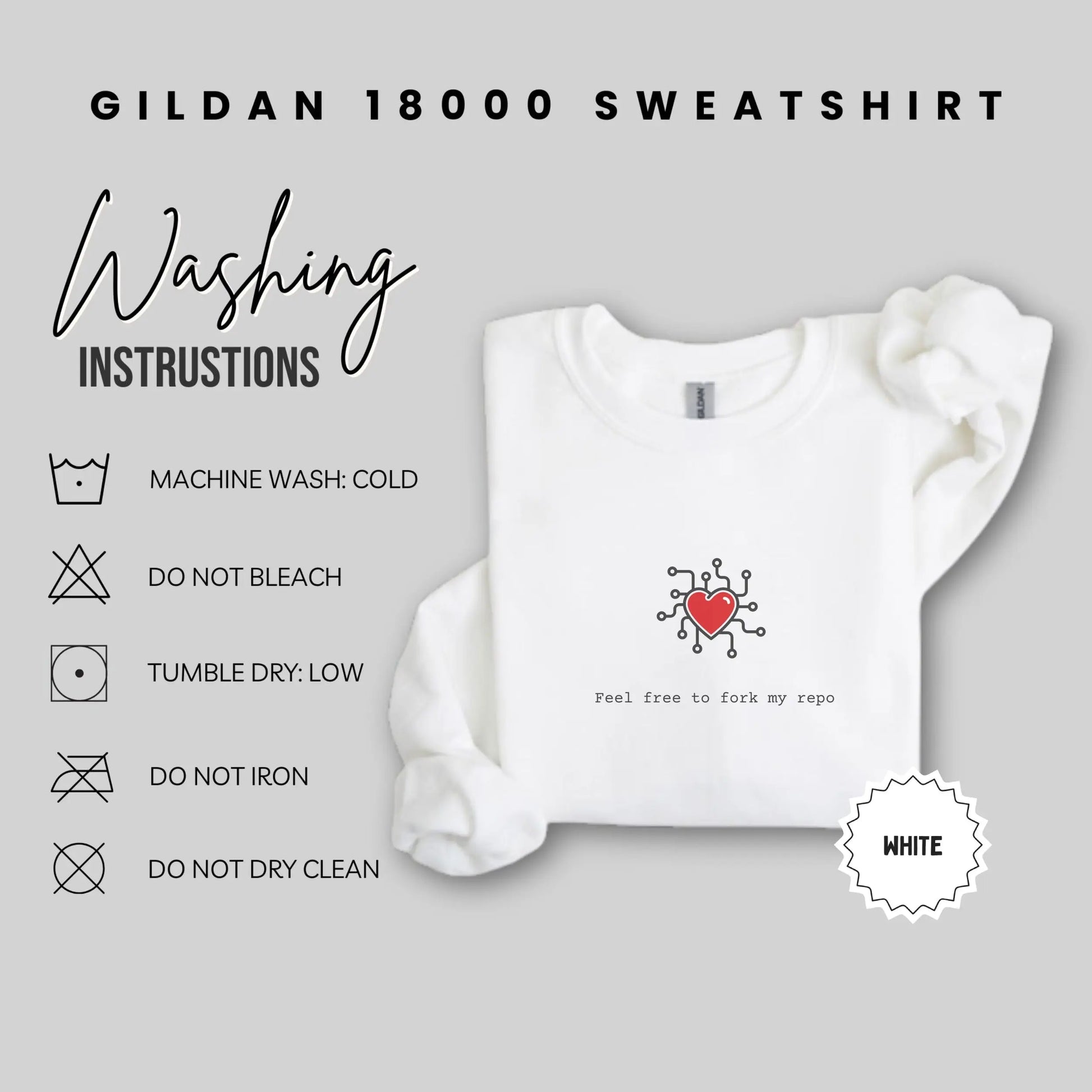 Feel Free to Fork My Repo Graphic Sweatshirt White