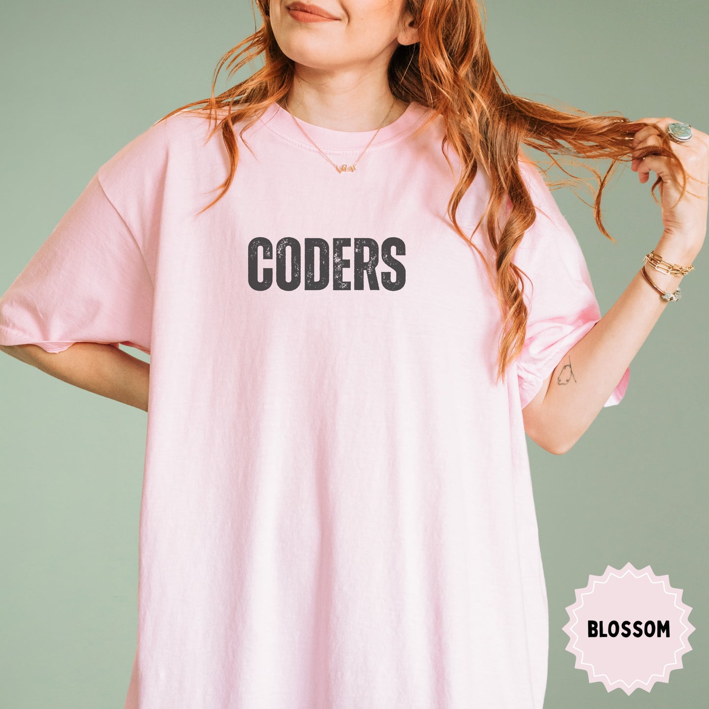 Coders Blossom Pink Graphic Tee Shirt for Programming Fans