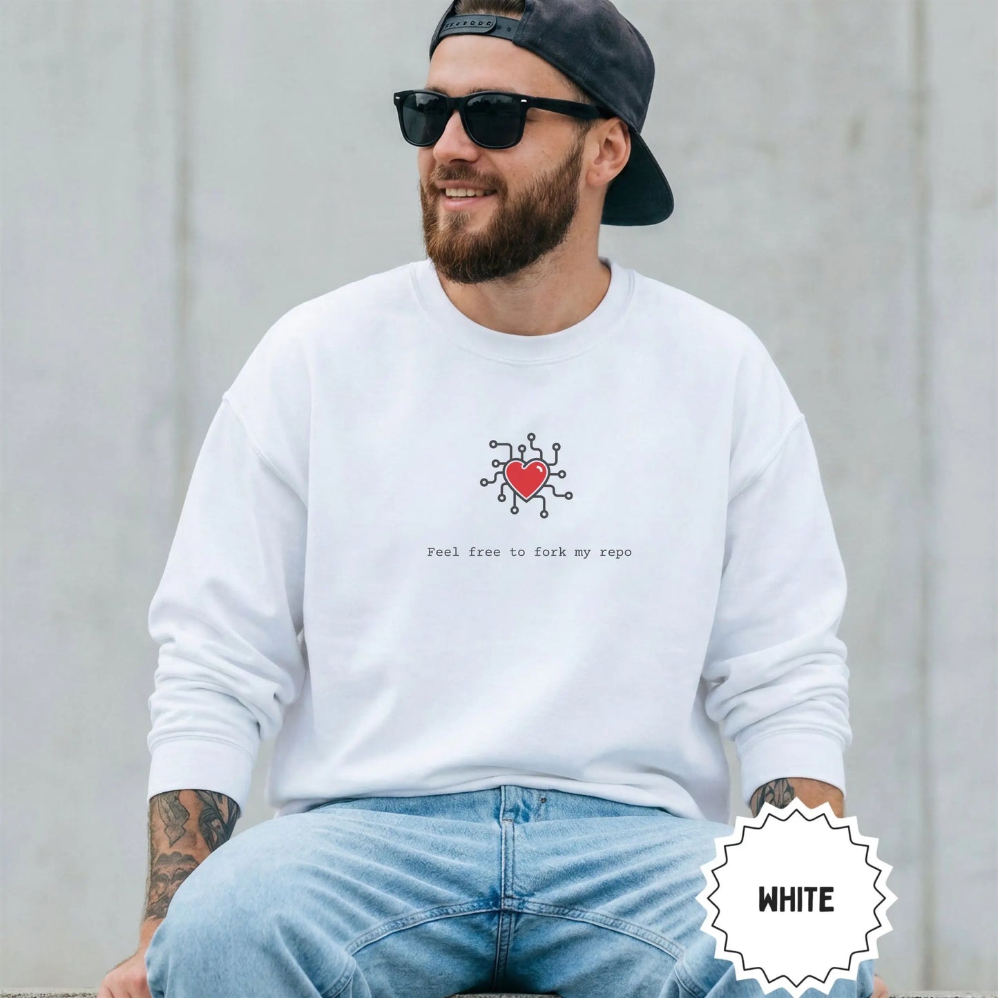 Feel Free to Fork My Repo White Sweatshirt