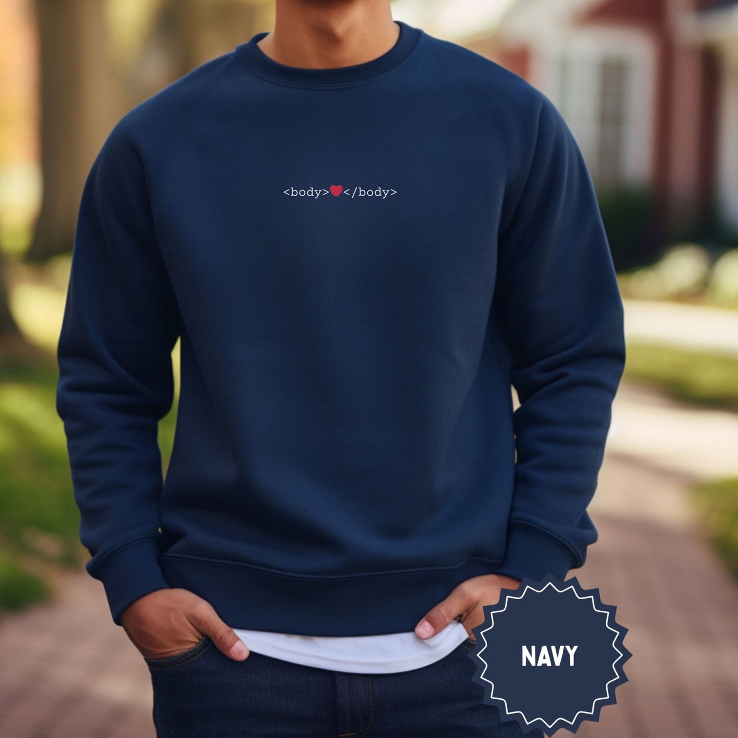 Navy Blue <body>❤️</body> Sweatshirt Coding Design