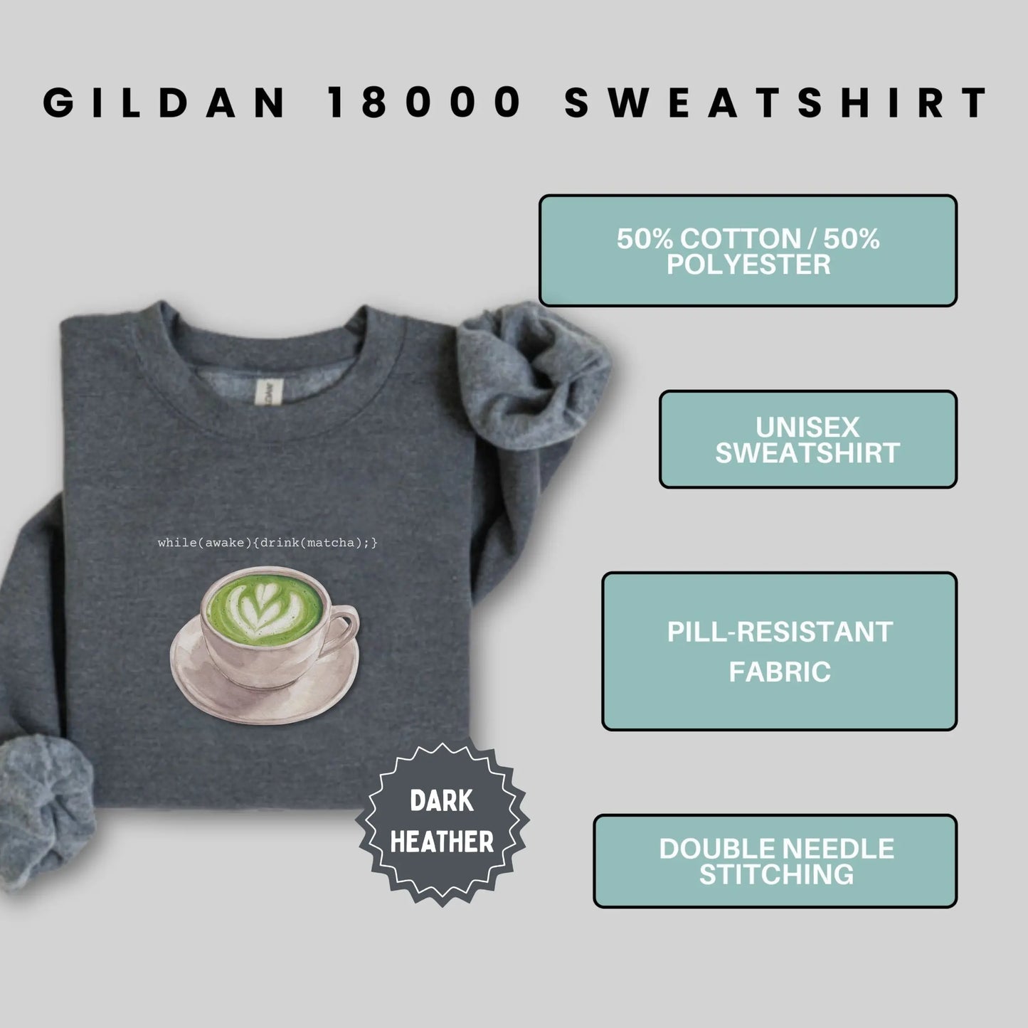 Gildan 18000 Dark Heather Unisex Sweatshirt Warm Design