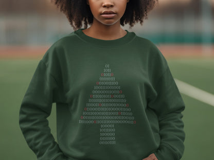 Binary Code Christmas Tree Green Sweatshirt Product
