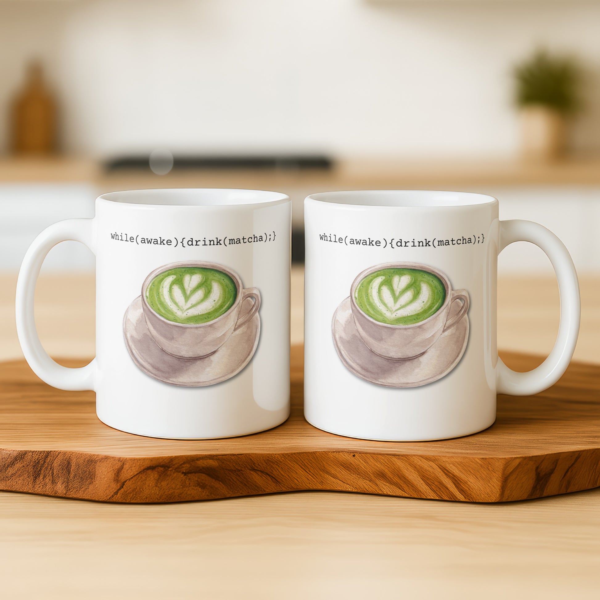 while(awake){drink(matcha);} Matcha Mug Set for Enthusiasts