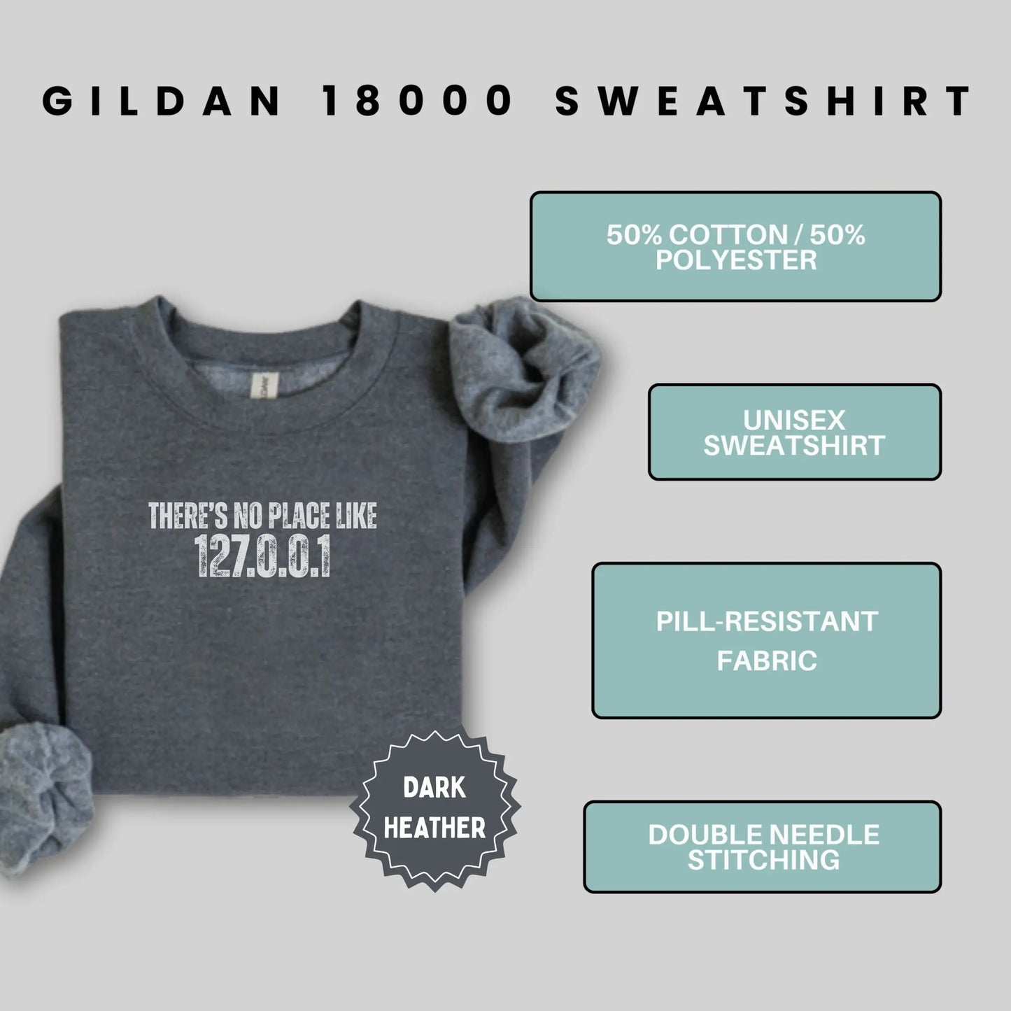No Place Like 127.0.0.1 Dark Heather Sweatshirt