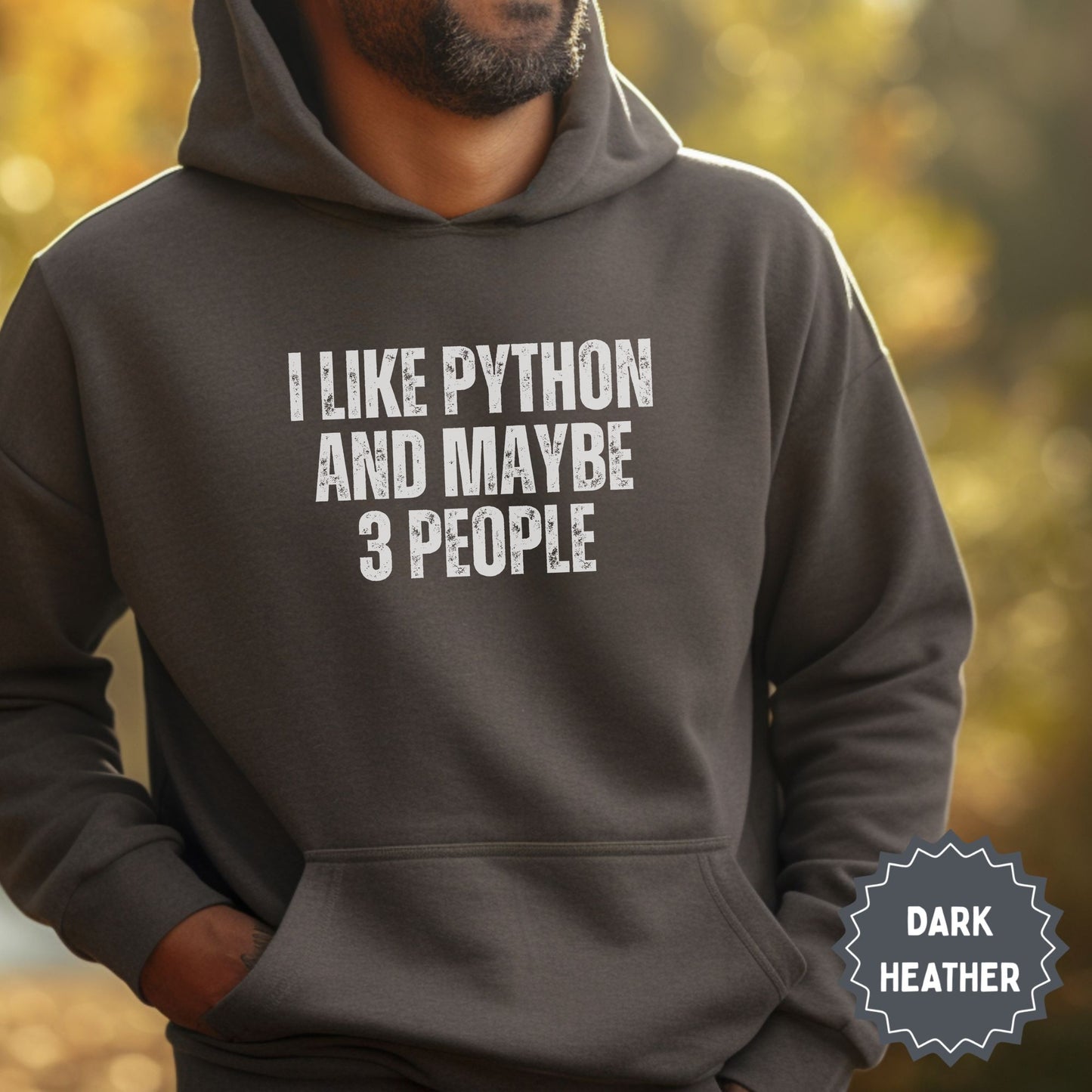 I Like Python and Maybe 3 People Dark Heather Hoodie