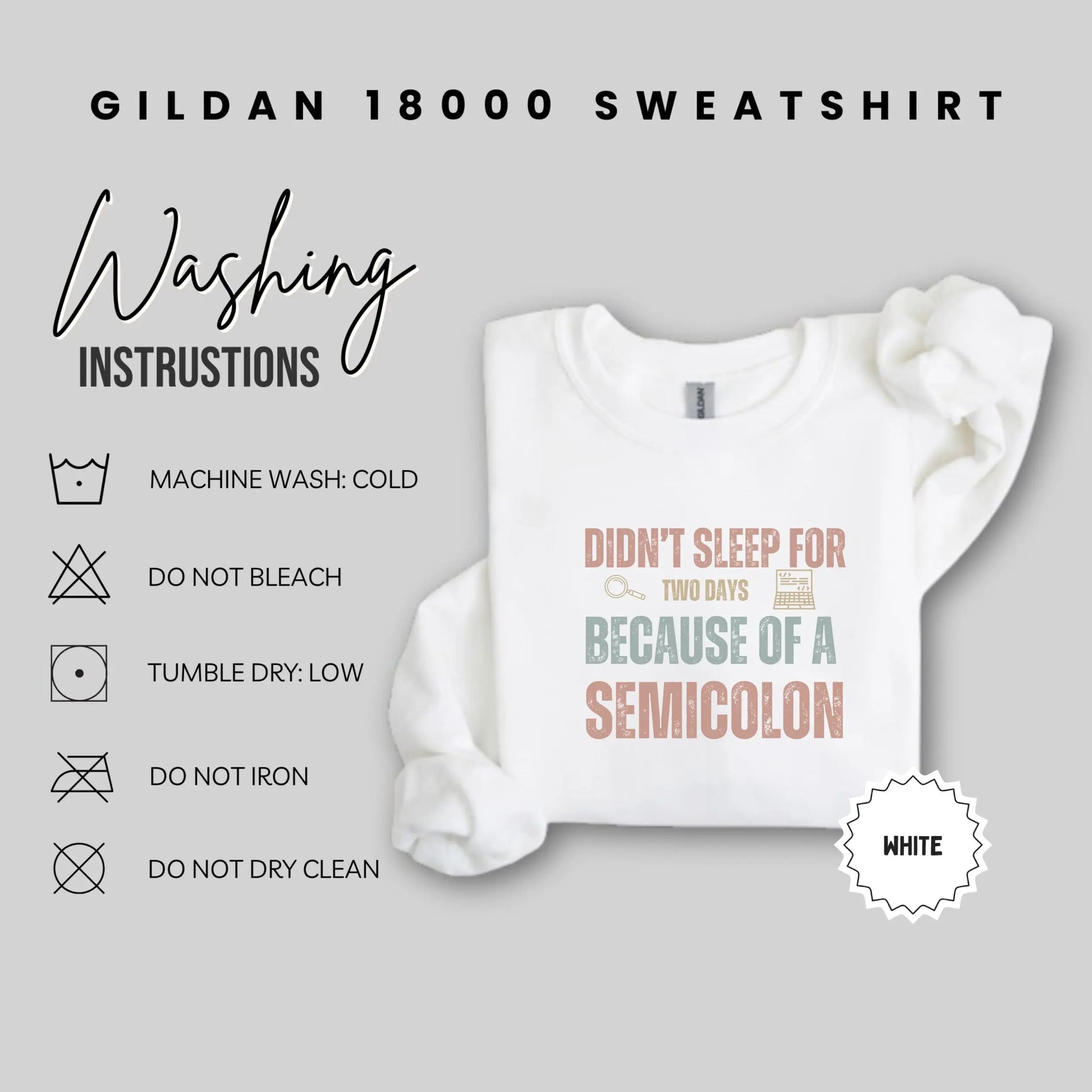 Didn't Sleep For Two Days Because of a Semicolon Sweatshirt