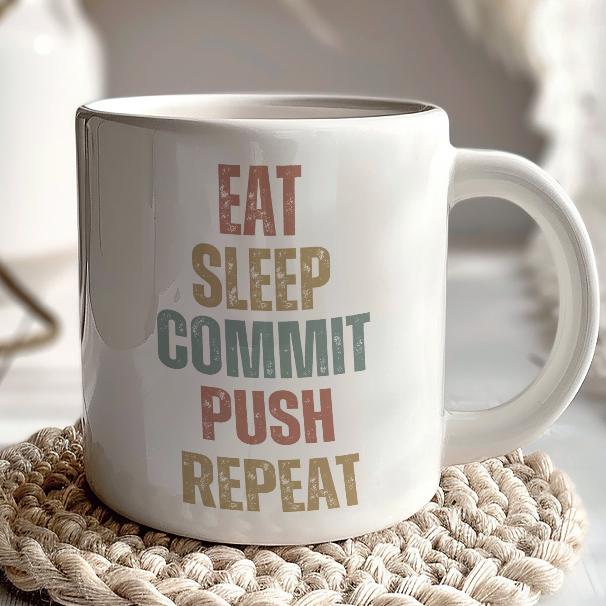 Eat Sleep Commit Push Repeat Motivational Mug