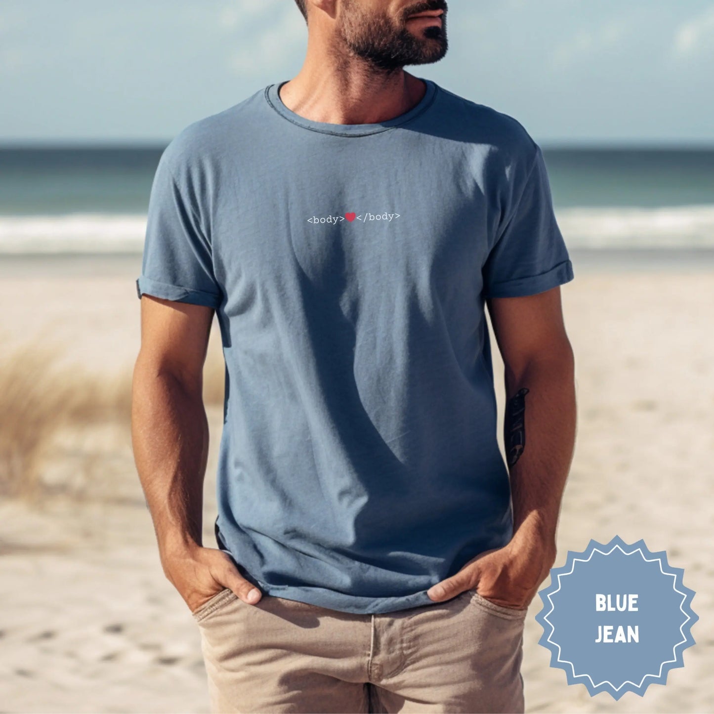Casual Blue Jean Graphic Tee  Beach Ready Shirt