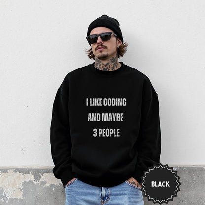 I Like Coding and Maybe 3 People Black Sweatshirt