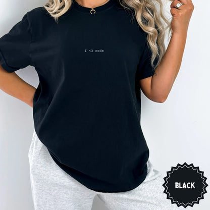 I <3 Code Statement Black Casual Shirt