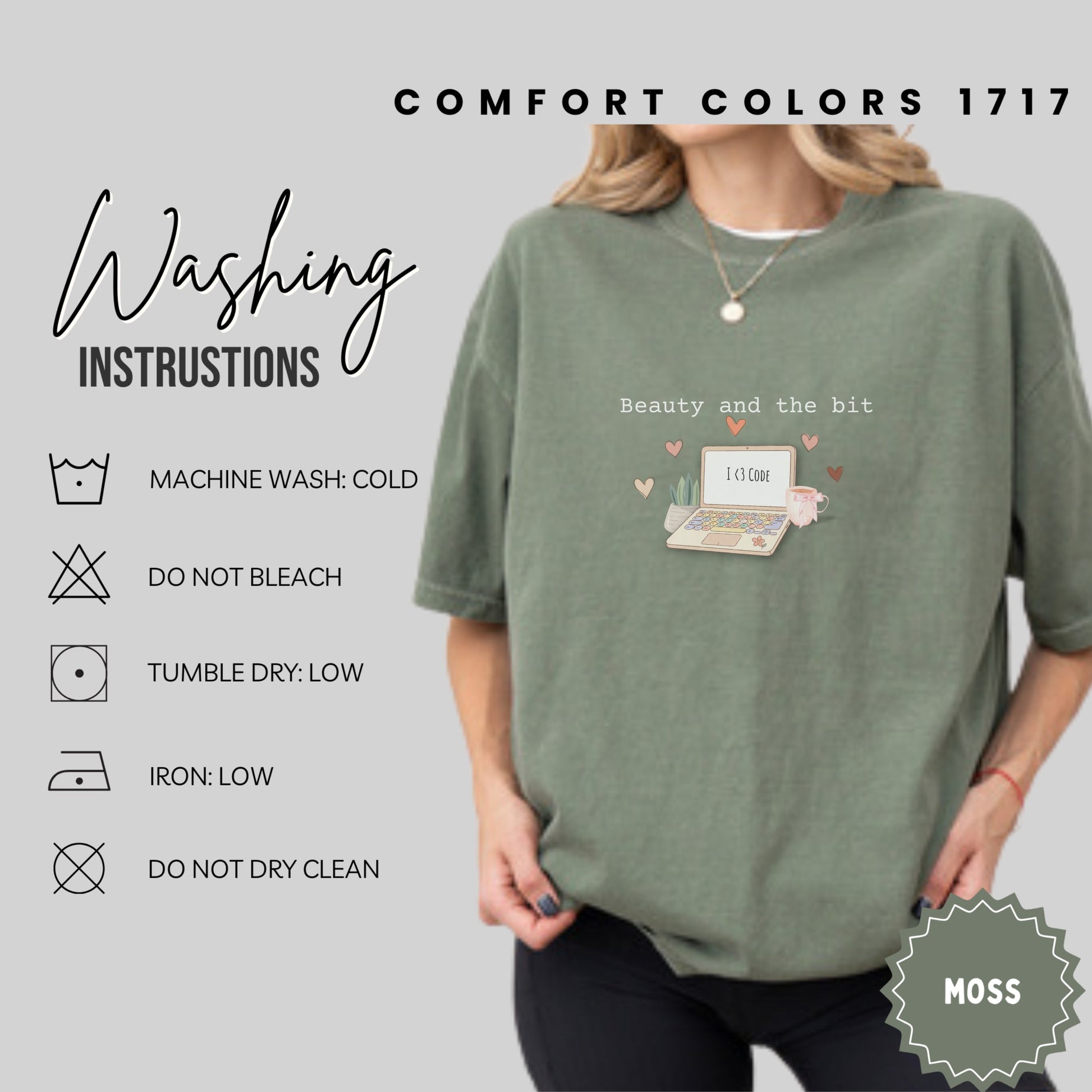 Beauty and the Bit Code Shirt Moss Graphic Tee