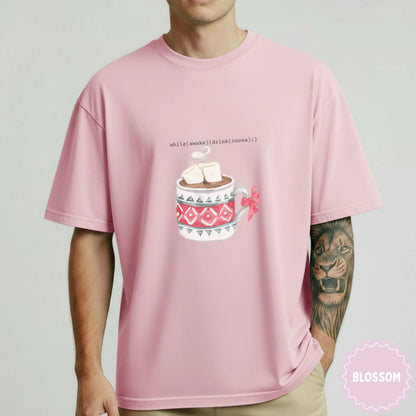 Pink Cocoa Graphic T-Shirt with Blossom Design