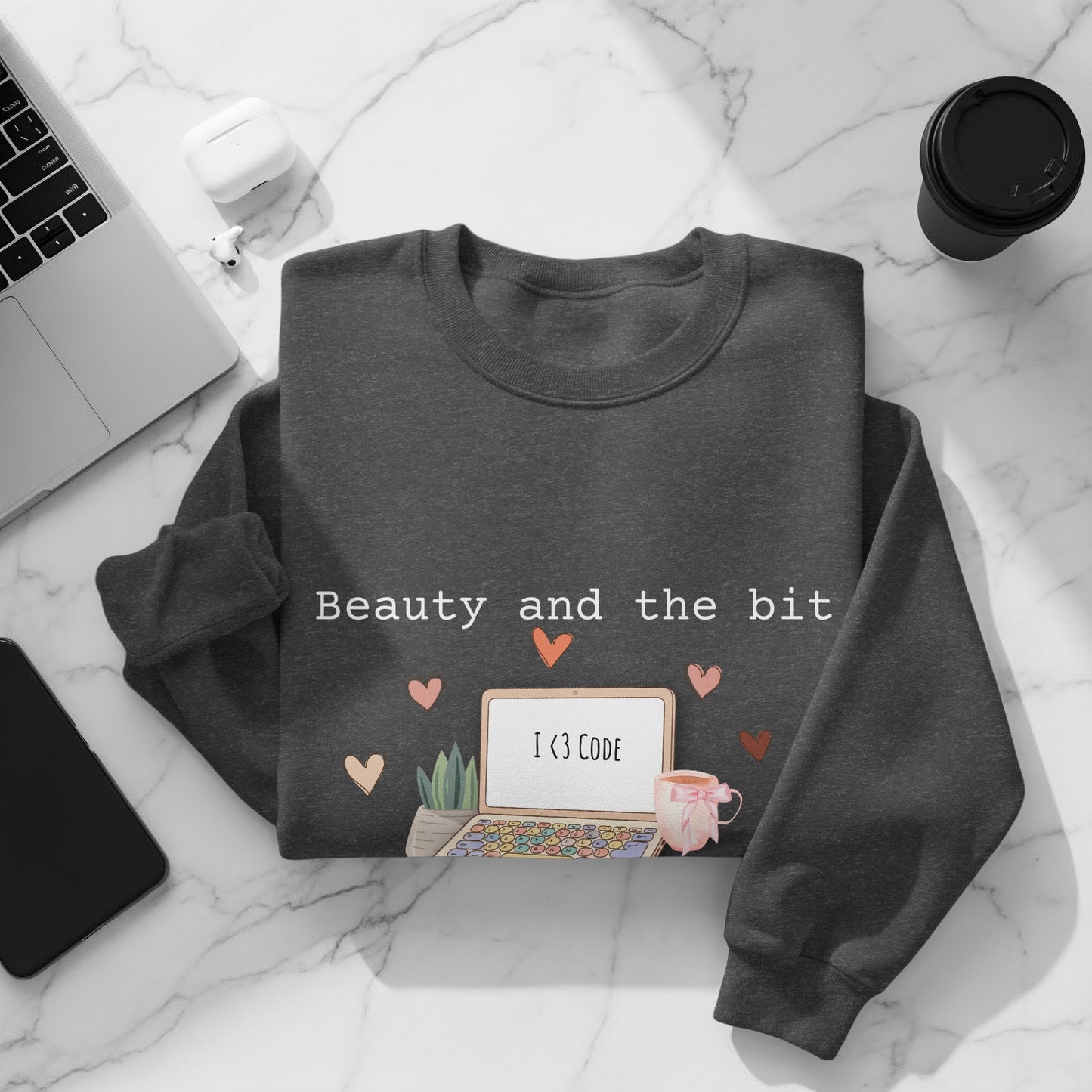 Beauty and the Bit I <3 Code Graphic Sweatshirt