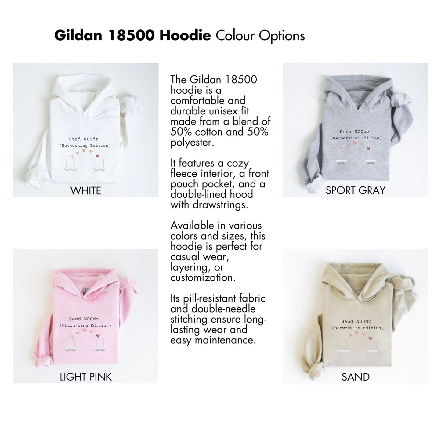 Comfortable Unisex Gildan 18500 Hoodie Send Noods Design